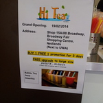 Bubble Tea Promotions @ Hi Tea Broadway Fair (near UWA Perth) - BOGOF and Free Upsize