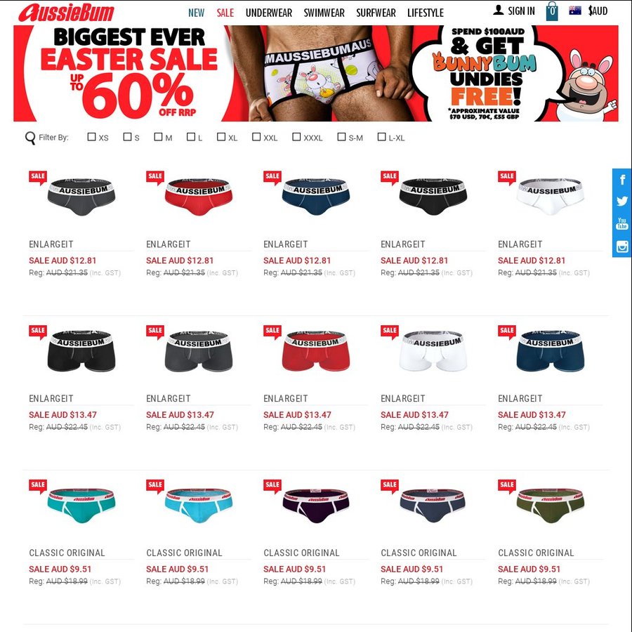 Aussiebum Men's Underwear Easter Sale: up to 60% off - Classic ...