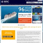 MSC Cruises - 96 Hour Sale - Savings of up to 50% - 7 Night Mediterranean Cruise from $452pp