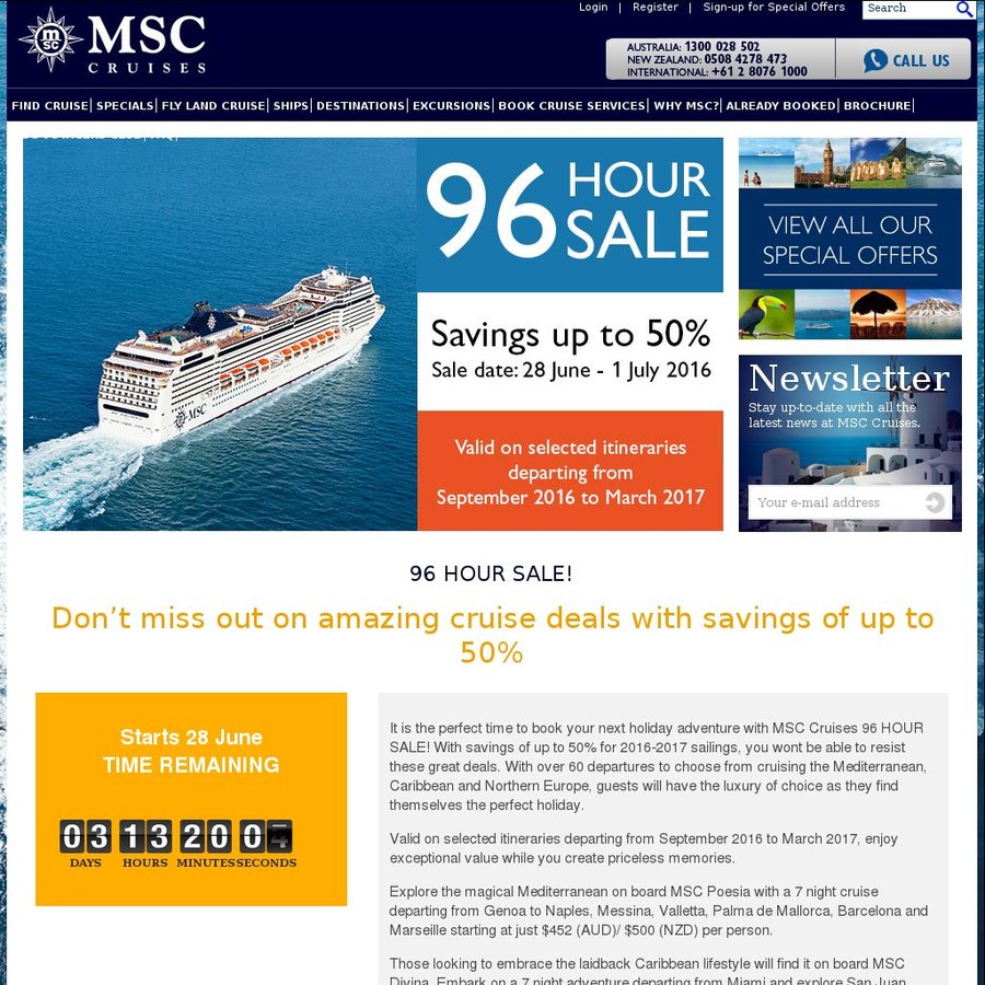 msc cruises 96 hours