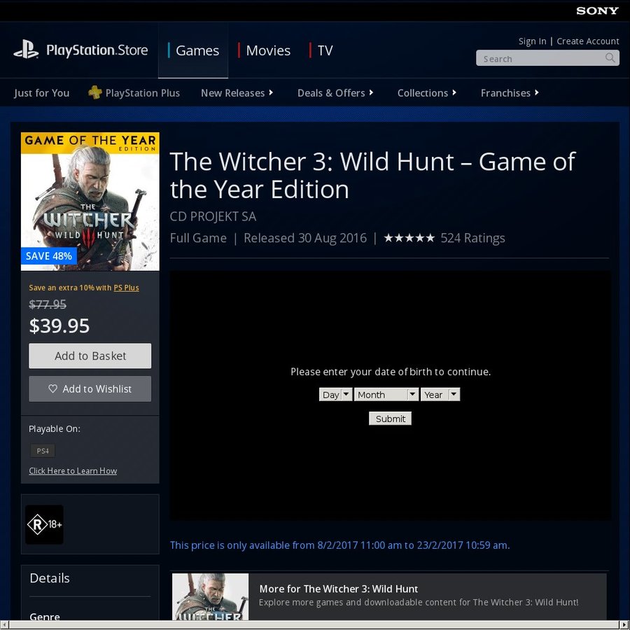 witcher 3 ps plus