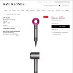 Dyson Supersonic Hairdryer $499 @ David Jones. RRP $599