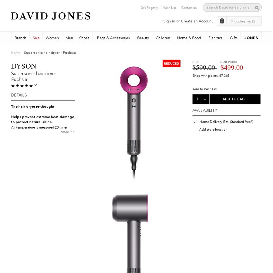 Dyson hair shop dryer david jones