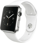 Apple Watch 42mm Polished Stainless White Sport $199 at The Good Guys
