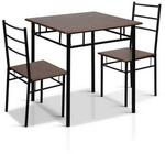 Artiss Metal Table and Chairs - Walnut & Black $110 (Was $199.99) @ Deluxe Dinning