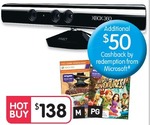 Xbox Kinect Sensor + Kinect Adventures & Gunstringer/Fruit Ninja Kinect for $78 after Cashback