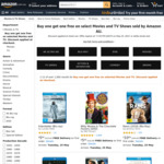 Amazon Buy 1 Get 1 Free (Selected Movies + TV Shows) + Delivery ($0 with Prime/ $39 Spend) @ Amazon AU