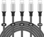 5-Pack ShereshTECH Braided Lightning Cable (2x1, 2x2, 1x3m) $7.64 + Delivery ($0 with Prime/ $39 Spend) @ Amazon AU