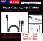 iPhone Type-C Micro USB Cotton Braided Fast Charging Cable $7.99 Delivered @ shopy_hunters eBay