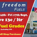[QLD] $0.13/L off All Grades of Fuel (up to 120L; Excluding LPG) Plus 5% off Shop Purchases @ Freedom Fuels