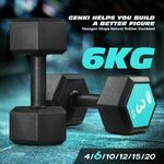 2 x Genki Hex Dumbbell Barbell Set 3kg Rubber Encased Fitness Home Gym with Chromed Handle Black $12.97 + Delivery @ CrazySales