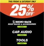 25% off Rhino-Rack Roof Racks & Accessories, Car Audio, Tools @ Autobarn