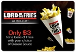 Lord of The Fries! Only $3 for a Famous Cone of Fries with Your Choice of Classic Sauce. (VIC)