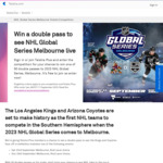Win a Double Pass to The 2023 NHL Global Series Melbourne from Telstra (Telstra Customers Only)