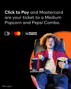 Pay with Mastercard Click to Pay, Get a Free Voucher for Medium Popcorn and Drink Combo @ Reading Cinemas
