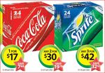 Coca Cola & Sprite 72 Cans for $42 at Woolworths (58c/Can)