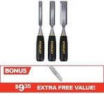 Stanley 3-Piece 13, 19, 25mm Wood Chisel Set w/Bonus Retractable Knife $15.95 + Delivery ($0 C&C/ $99 Order) @ Total Tools