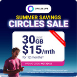 Monthly SIM Only Mobile Plans Discount for 1-Year: 30GB $15, 70GB $25, 120GB $30 @ Circles.Life