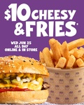 [VIC, QLD] Cheesy and Fries $10 Online & in-Store @ YOMG Burgers