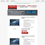 Further 10 Percent off 13" and 15" MacBook Pro with Retina Display | Free Shipping