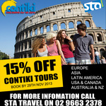 Get 15% off Contiki Tours World Wide!