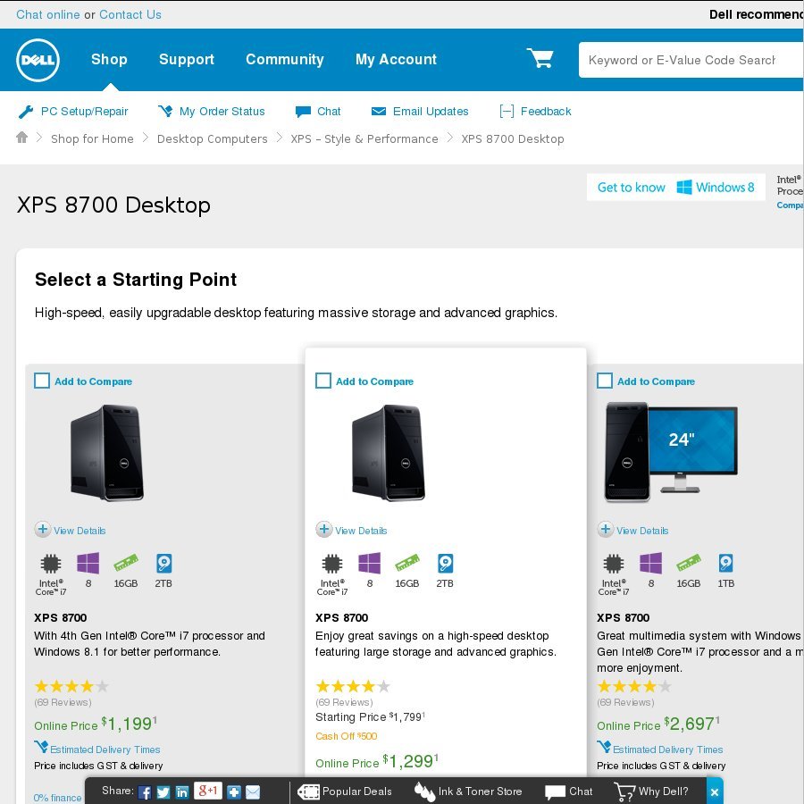 Dell XPS 8700 Desktop $1103.07 Shipped i7 4770, 16GB Ram, 2TB +