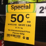 Golden Circle Tinned Pineapple Pieces & Slices 425g $0.50 (Was $2.40) @ Woolworths Marrickville South NSW