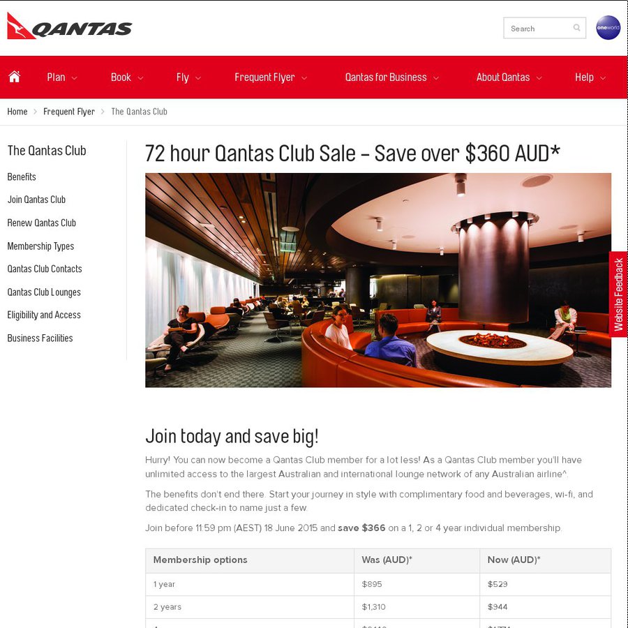 Qantas Club Membership 72 Hour Flash Sale OzBargain