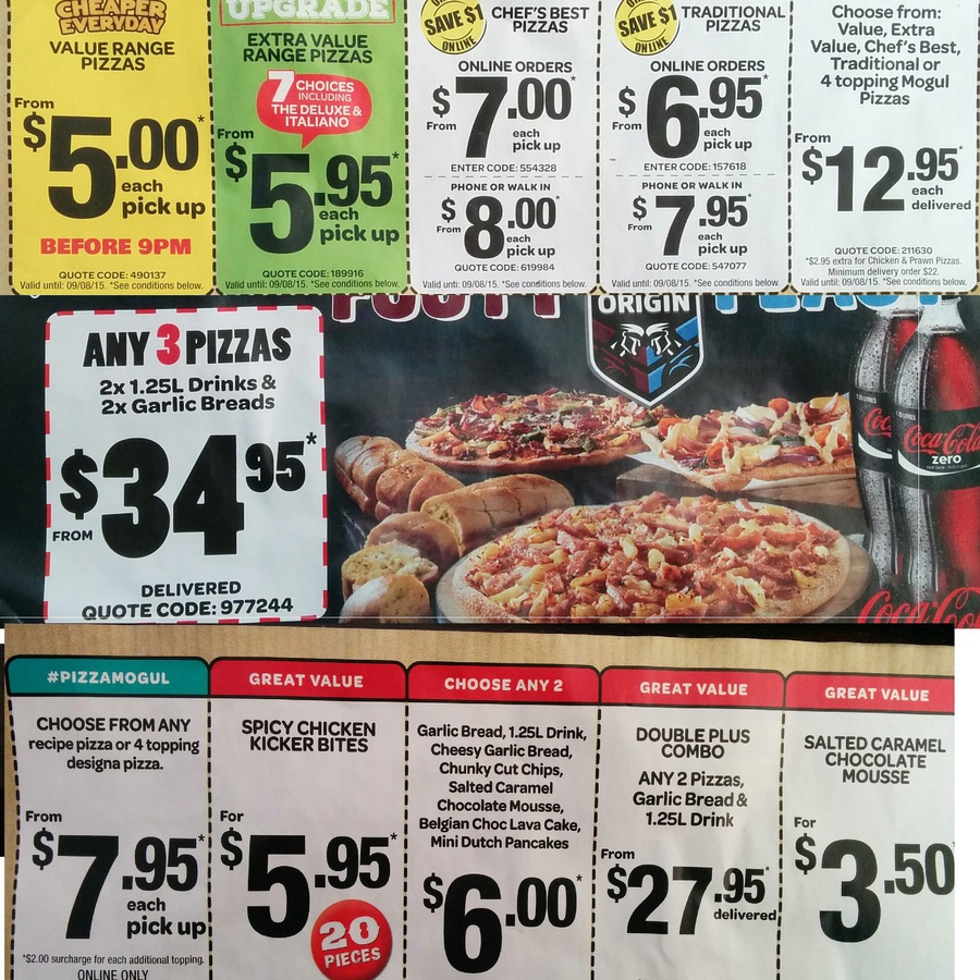 Pizza Coupons - $5 Value, $7 Chef's Best, $6.95 Traditional @ Domino's (Pick up) [ACT] - OzBargain