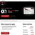 NAB Low Rate Credit Card - 0% p.a. for 12 Months on Purchases ($59 Annual Fee)