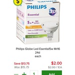 Philips 5W LED Globe $2 (Save $14), 2x Olsent Cool White 14W Bulbs $1 (Save $9.49) @Woolworths