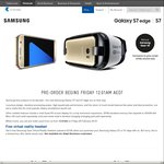 Bonus Samsung Gear VR with GS7 & GS7 Edge Pre-order @ Telstra