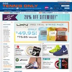 20% off (Excludes Balls & Machines) @ Tennis Only