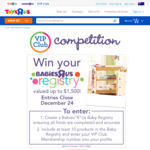 Win Your Toys“R”Us Wish List or Babies“R”Us Baby Registry Worth $1,500 from Toys“R”Us