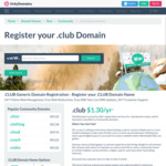 .Club Domain Names - $0.99 USD (~$1.30 AUD) for 1st Year, Was $14.99 USD @ Only Domains 