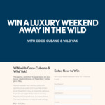 Win an Eco-Luxury Weekend Getaway to Jervis Bay for 2 from Coco Cubano/Wild Yak
