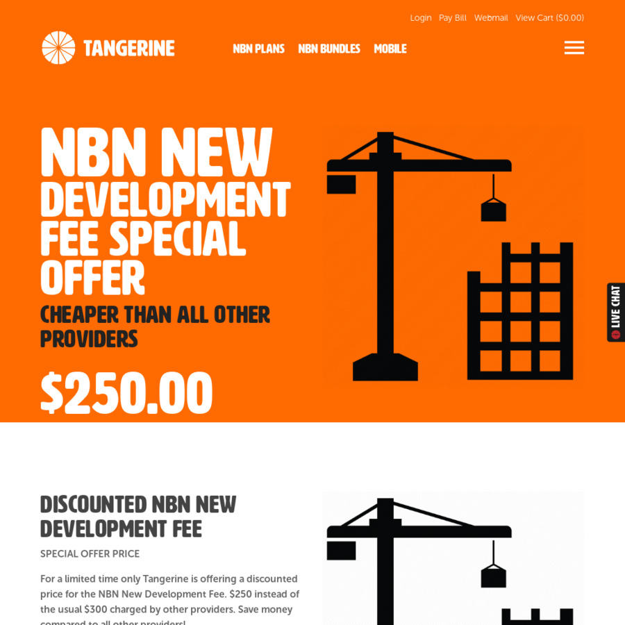 New Development NBN Contribution Fee 250 (was 300) Tangerine OzBargain