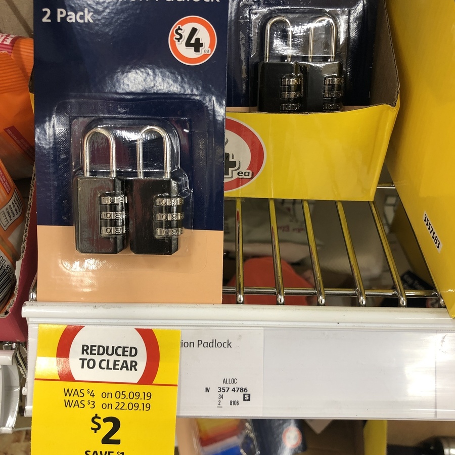 Pack of 2 Combination Padlocks 2 Coles Instore Only OzBargain