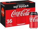 Coca-Cola Coke No Sugar 36 x 375ml Cans $20.66 ($18.59 with Subscribe and Save) + Delivery ($0 with Prime/$39 Spend) @ Amazon AU