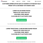 [VIC] Traditional Pizzas $4.95ea, Value Pizzas $3.95ea (Pickup Only) @ Domino's Wyndham Vale