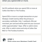 Westpac - $5 Cashback When You Spend $50 or More @ Caltex