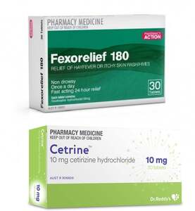30x Fexofenadine Hydrochlroide 180mg + 30x Cetirizine 10mg Hayfever Relief Medication $9.99 Delivered @ PharmacySavings