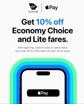 10% off Economy Lite and Choice Fares with Apple Pay (Travel Dates 5th Aug ~ 15th October) @ Virgin Australia