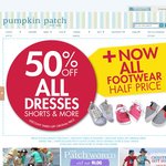 Pumpkin Patch 50% off All Dresses, Shorts and More + All Footwear Half Price