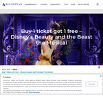 Beauty and The Beast Musical (Melbourne) Buy 1 Get 1 Free @ Accor Plus [Membership Required]