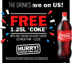 Domino's - Free 1.25l Coke with ANY Online Delivery Order between 9pm - Close