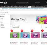 20% off iTunes Cards at Myer. Two $50 Cards Qualified for $10 Myer Voucher