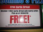 Domino's Carlton Free Garlic Bread on Orders over $24