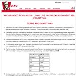 Free Picnic Blanket (Valued at $19.95) with The Purchase of a Family Feast on The Weekends @ KFC