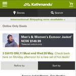 Online Only Deals - Men and Women's Exmoor Jackets and More! 3 Days Only @ Kathmandu